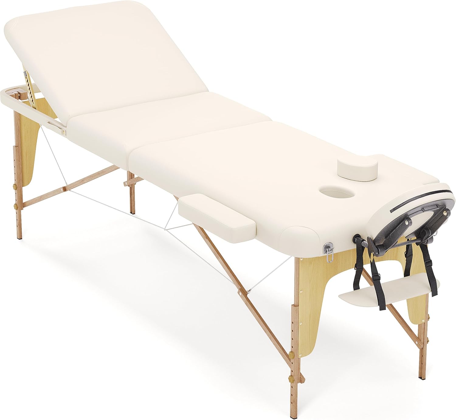 Phyzioline  Beltum 3-Zone Wooden Massage Bed 195 x 70 cm - Portable Folding Massage Bed, Reinforced Rounded Corners & Reiki Board - Physiotherapy for Tattoo & Relaxation by Phyzioline