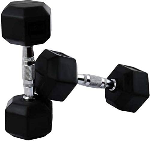 Image for Rubber Encased Dumbbell Set Hex Rubber Dumbbell Solid Iron Hex Dumbbells - 5KG x 2