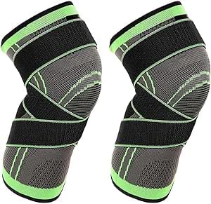 Pack of 2 Knee Supports for Men and Women, Sports Men, Knee Pads, Knee Support for Sports, Joint Pain Relief, Green XXL