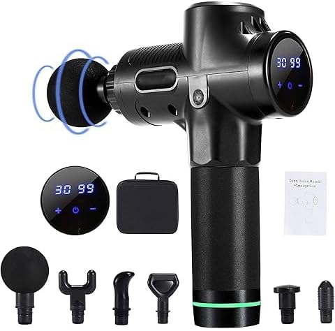 Muscle Massage Gun, Handheld Deep Tissue Muscle Relief Massager, Portable Personal Massage Gun for Exercising Pain Relief (30 Speeds-6 Heads)