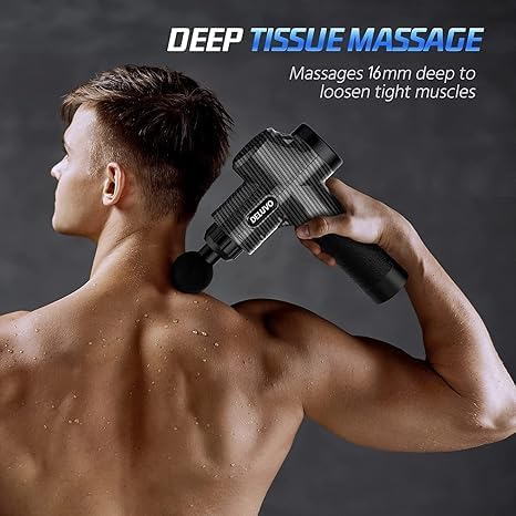 Image for Massage Gun with 30 Speeds and 6 Massage Heads in Hard Case Electric Massager with LCD Touch Screen Massage Gun Extra Quiet Only 35 dB Massage Gun in Carbon Fibre Design