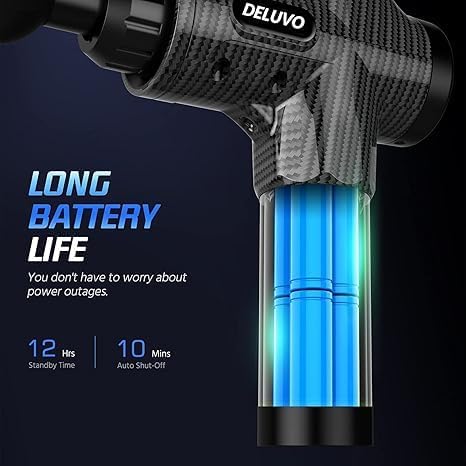 Image for Massage Gun with 30 Speeds and 6 Massage Heads in Hard Case Electric Massager with LCD Touch Screen Massage Gun Extra Quiet Only 35 dB Massage Gun in Carbon Fibre Design