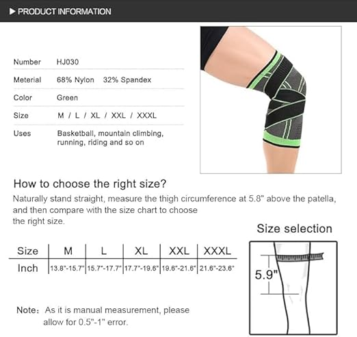 Image for Pack of 2 Knee Supports for Men and Women, Sports Men, Knee Pads, Knee Support for Sports, Joint Pain Relief, Green XXL