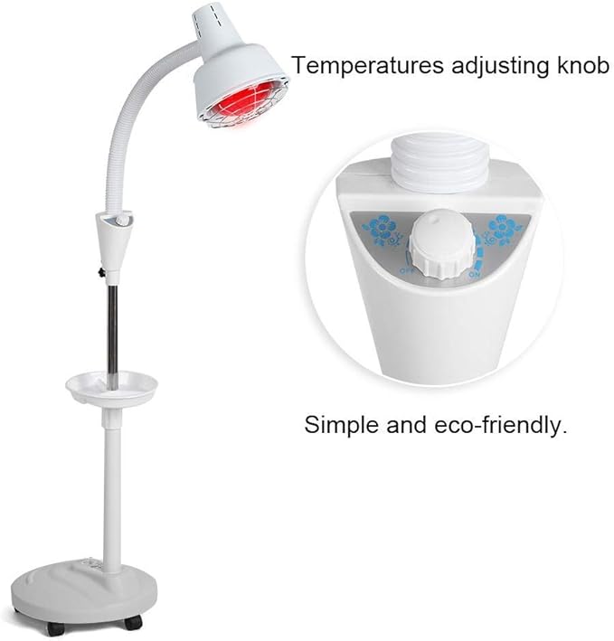 Image for Infrared Light Heating Floor Lamp 275W for Thermotherapy Muscle Pain Relief Accupuncture Beauty Treatment Dimmable Heat with Stand & Flexible Arm