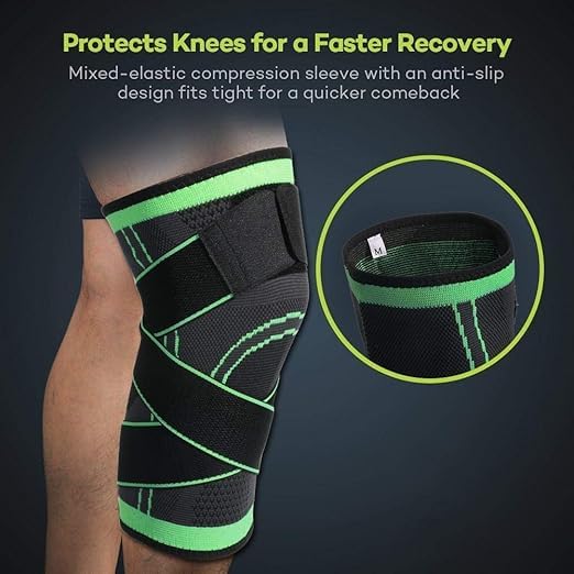 Image for Pack of 2 Knee Supports for Men and Women, Sports Men, Knee Pads, Knee Support for Sports, Joint Pain Relief, Green XXL