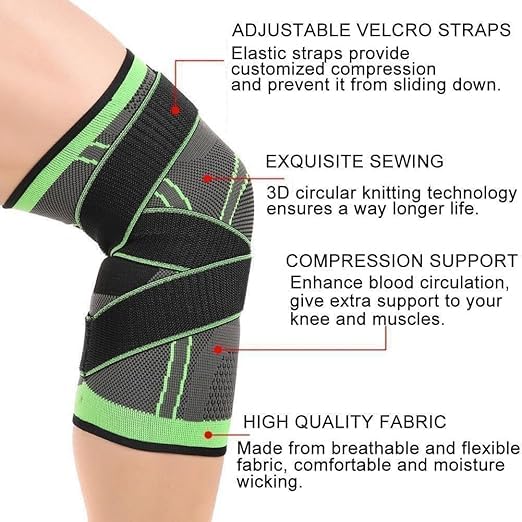 Image for Pack of 2 Knee Supports for Men and Women, Sports Men, Knee Pads, Knee Support for Sports, Joint Pain Relief, Green XXL