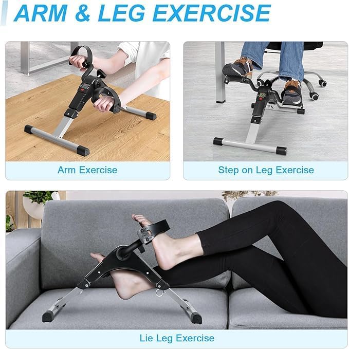 Image for Folding Pedal Exerciser, Mini Under Desk Exercise Bike Foot Hand Cycle Portable, Arm and Leg Exercise Peddler Machine with LCD Monitor