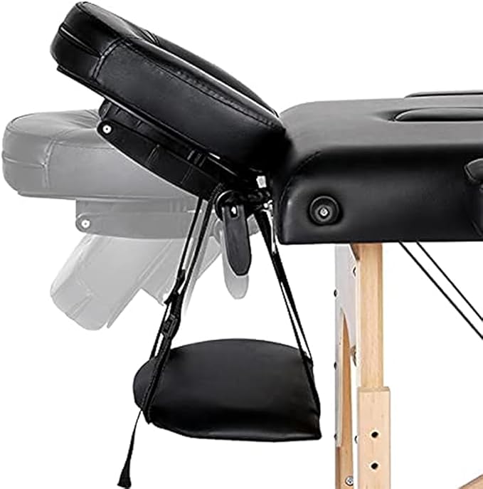 Image for Professional Folding Wooden Massage Table Cosmetic Bed 2 Sections Portable Ergonomic Massage Bed Black