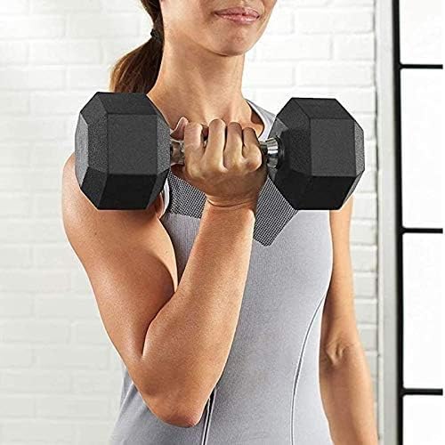 Image for Rubber Encased Dumbbell Set Hex Rubber Dumbbell Solid Iron Hex Dumbbells - 5KG x 2