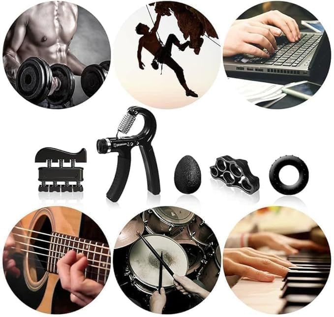 Image for AUELEK Hand Grip Strengthener Set,5 PCS Strength Training Equipment Forearm Finger Exerciser, Finger Stretcher, Adjustable Hand Gripper, Exercise Ring & Grip Ball for Athlete, Musicians