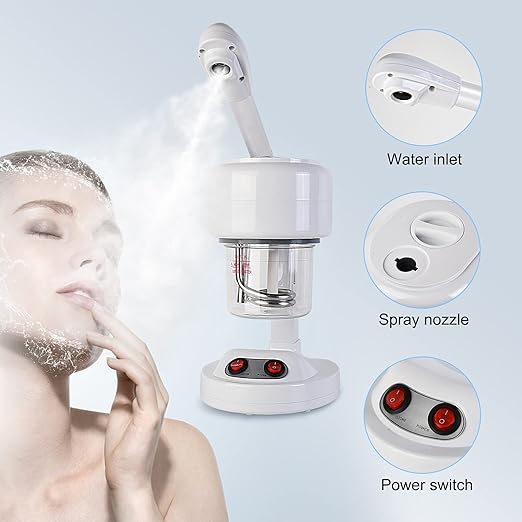 Image for GLEnterprise Mini Facial Steamer for prevention .Facial Steamer, with Extendable Arm Ozone Table Top Mini Spa Face Steamer Design For Personal Care Use At Home or Salon, White