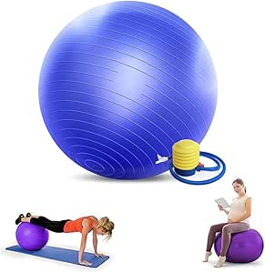 M D Stay Fit MD Exercise Ball with Fast Foot Pump Anti Burst & Slip Yoga Ball Chair for Balance, Pilates, Yoga, Birthing, Pregnancy, Gym, Training, Physical Therapy (Blue)