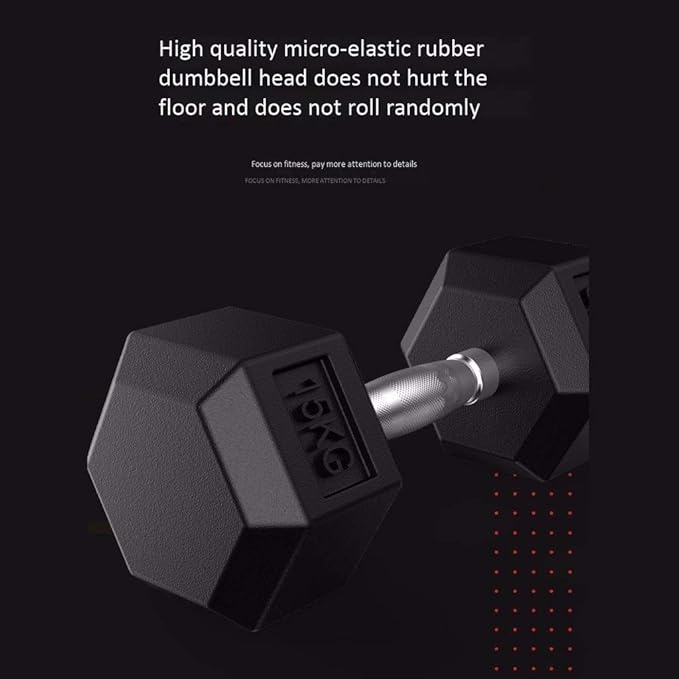 Image for Rubber Encased Dumbbell Set Hex Rubber Dumbbell Solid Iron Hex Dumbbells - 5KG x 2