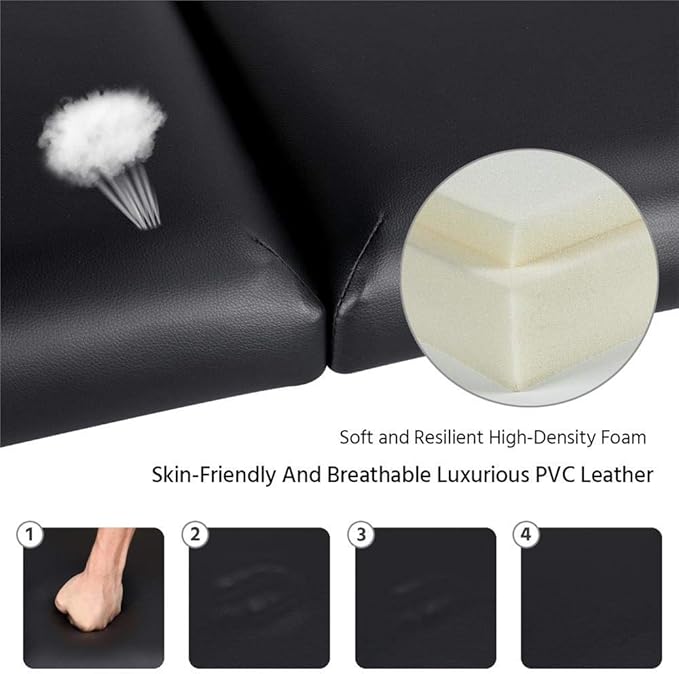 Image for Massage Table Portable Massage Bed Massage Therapy Table Spa Bed 84 Inch Adjustable 3 Fold Salon Bed Face Cradle Bed Black