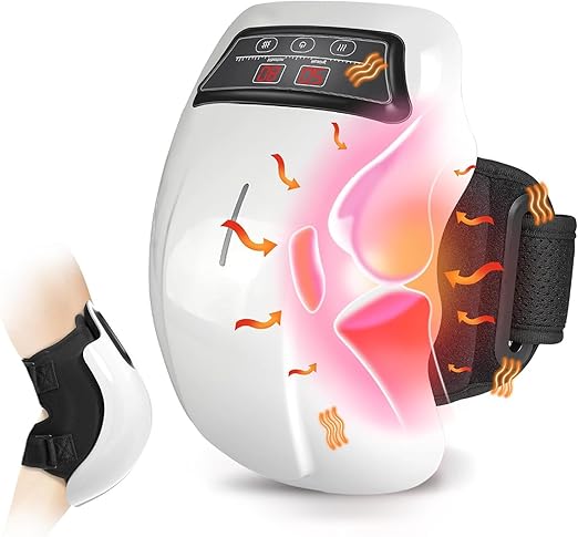 Knee Massager With 9-Levels Heat and Vibration for Pain Relief - Cordless, USB Rechargeable, Electric With LED Screen