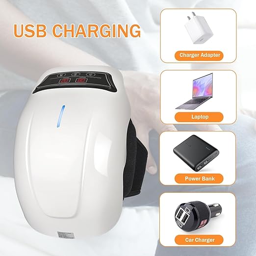 Image for Knee Massager With 9-Levels Heat and Vibration for Pain Relief - Cordless, USB Rechargeable, Electric With LED Screen