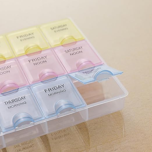 Image for 7 Day Weekly Pill AM PM Organizer, Large Pill Case Pill Box for Pills/Vitamin/Supplements/Medication (Separable, Black)