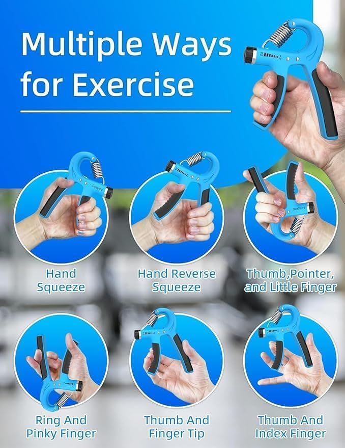 Image for AUELEK Hand Grip Strengthener Set,5 PCS Strength Training Equipment Forearm Finger Exerciser, Finger Stretcher, Adjustable Hand Gripper, Exercise Ring & Grip Ball for Athlete, Musicians