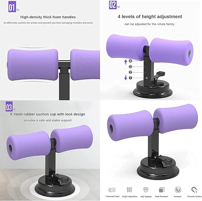 Image for Home Fitness Equipment Sit-ups and Push-ups Assistant Device Lose Weight Gym Workout Abdominal curl Exercise with Suction Cup, black, M