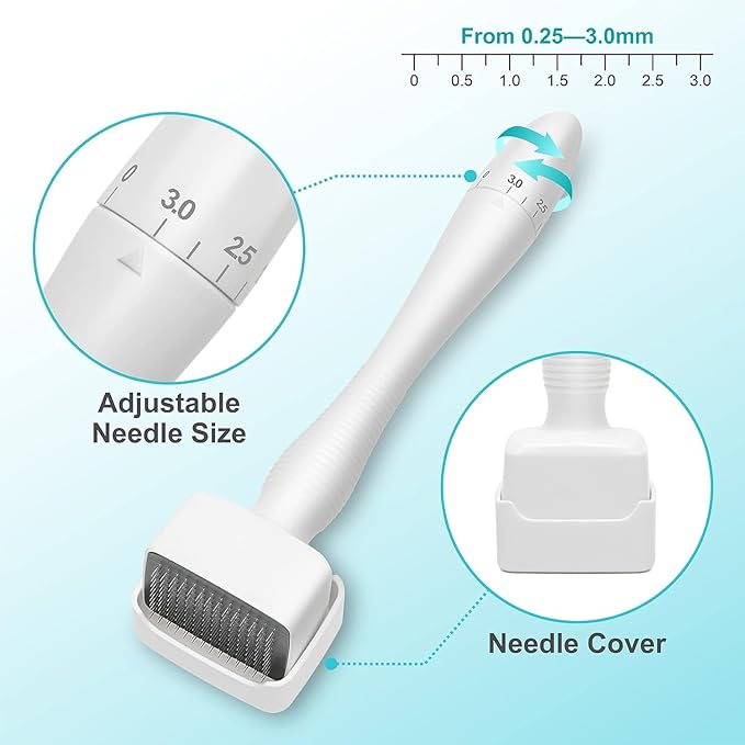 Image for Adjustable Microneedling Derma Stamp, Derma Roller Alternative, Reusable Microneedle pen with Needle Cover, Skin Care Tools for Face Body, Hair Beard Growth