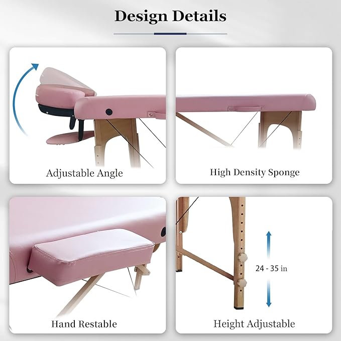 Image for Portable Massage Bed Lash Bed Facial Table SPA Beds Height Adjustable Salon Tattoo Esthetician Bed with Carrying Bag & Accessories for Shop & Home