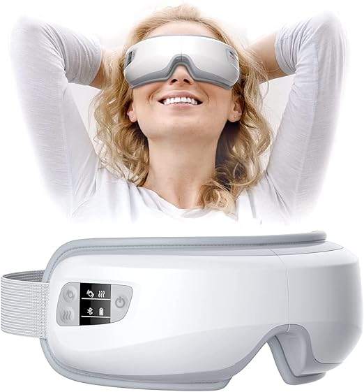 Eye Massager With Heat, Compression, Bluetooth Music Rechargeable Eye Heat Massager For Relax And Reduce Eye Strain Dark Circles Eye Bags Dry Eye Improve Sleep
