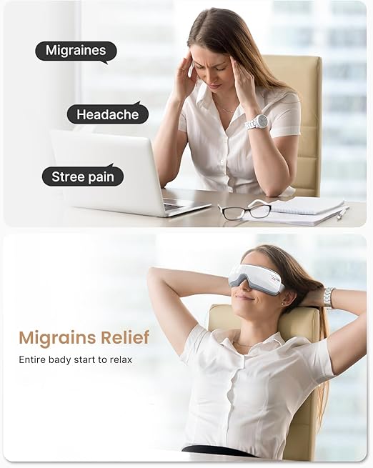 Image for Eye Massager With Heat, Compression, Bluetooth Music Rechargeable Eye Heat Massager For Relax And Reduce Eye Strain Dark Circles Eye Bags Dry Eye Improve Sleep