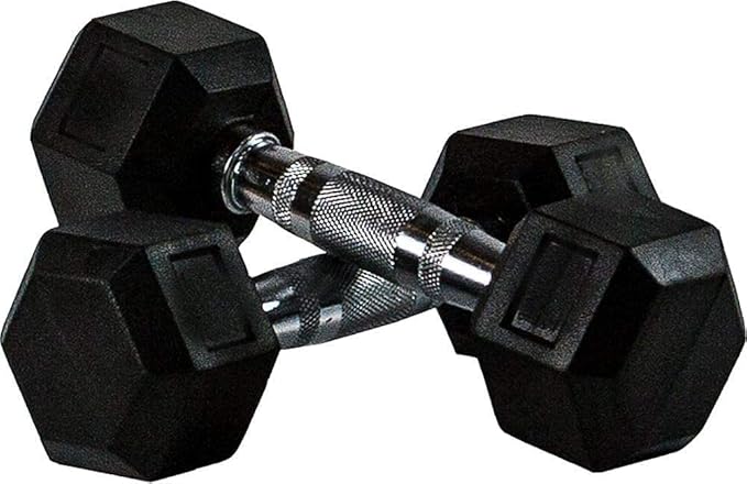 Rubber Encased Dumbbell Set Hex Rubber Dumbbell Solid Iron Hex Dumbbells - 5KG x 2