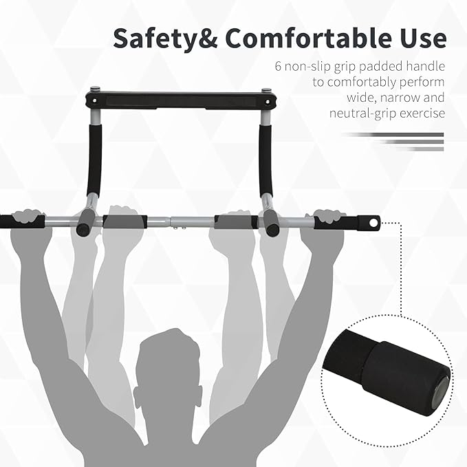 Image for Pull Up Bar for Doorway  Thickened Steel Max Limit 440 lbs Upper Body Fitness Workout Bar Multi-Grip Strength for Doorway  Indoor Chin-Up Bar Fitness Trainer for Home Gym Portable