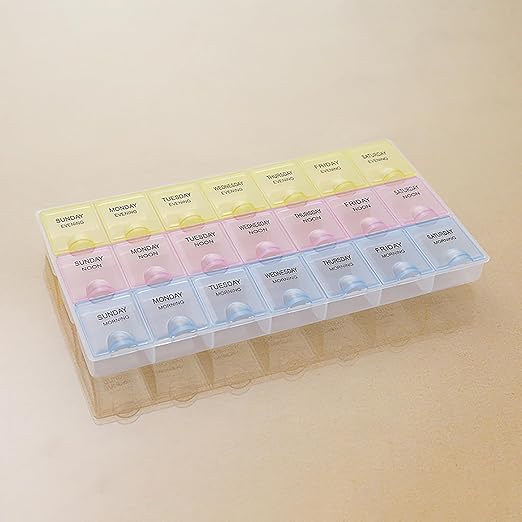 Image for 7 Day Weekly Pill AM PM Organizer, Large Pill Case Pill Box for Pills/Vitamin/Supplements/Medication (Separable, Black)