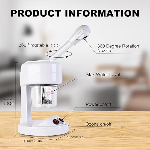 Image for GLEnterprise Mini Facial Steamer for prevention .Facial Steamer, with Extendable Arm Ozone Table Top Mini Spa Face Steamer Design For Personal Care Use At Home or Salon, White