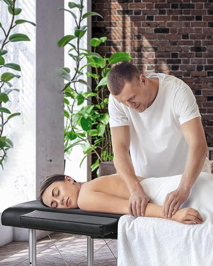 Image for Massage Table Bed Beauty 2-Section Portable Deluxe Lightweight Professional Foldable Couch 60 cm-Wide 13KG with Dual-Layer Wooden Legs for Therapeutic Tattoo Salon SPA Facial Treatment (White)