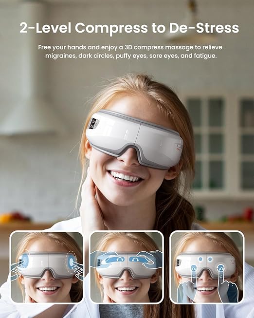 Image for Eye Massager With Heat, Compression, Bluetooth Music Rechargeable Eye Heat Massager For Relax And Reduce Eye Strain Dark Circles Eye Bags Dry Eye Improve Sleep