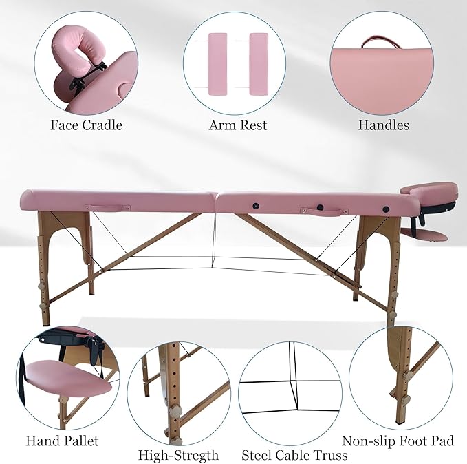 Image for Portable Massage Bed Lash Bed Facial Table SPA Beds Height Adjustable Salon Tattoo Esthetician Bed with Carrying Bag & Accessories for Shop & Home