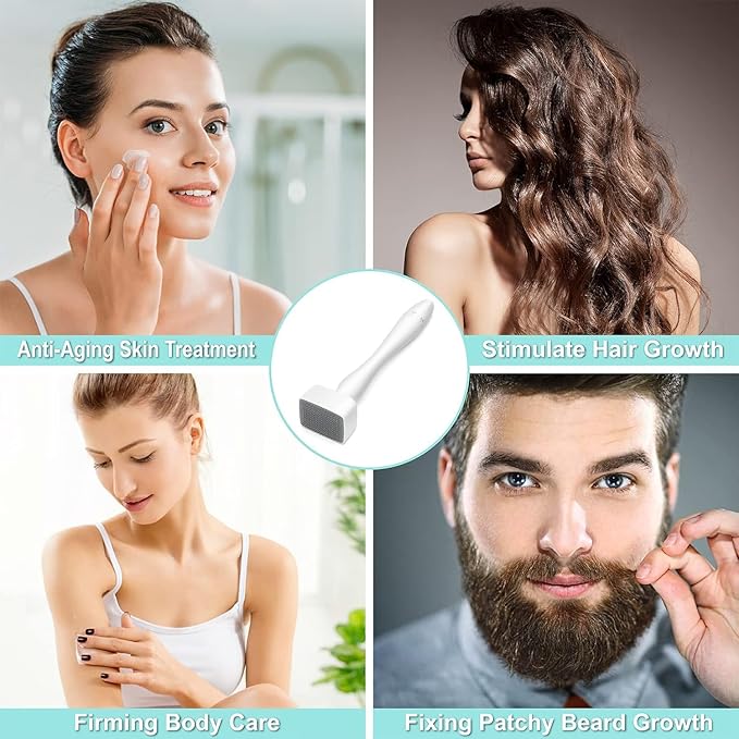 Image for Adjustable Microneedling Derma Stamp, Derma Roller Alternative, Reusable Microneedle pen with Needle Cover, Skin Care Tools for Face Body, Hair Beard Growth