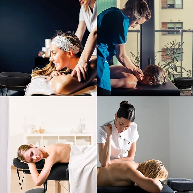 Image for Portable Massage Table Folding Spa Beauty Bed Lightweight Tattoo Therapy Couch Wooden 60 cm Width 2 Section Black