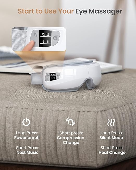 Image for Eye Massager With Heat, Compression, Bluetooth Music Rechargeable Eye Heat Massager For Relax And Reduce Eye Strain Dark Circles Eye Bags Dry Eye Improve Sleep