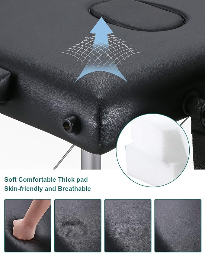 Image for Massage Table Bed Beauty 2-Section Portable Deluxe Lightweight Professional Foldable Couch 60 cm-Wide 13KG with Dual-Layer Wooden Legs for Therapeutic Tattoo Salon SPA Facial Treatment (White)